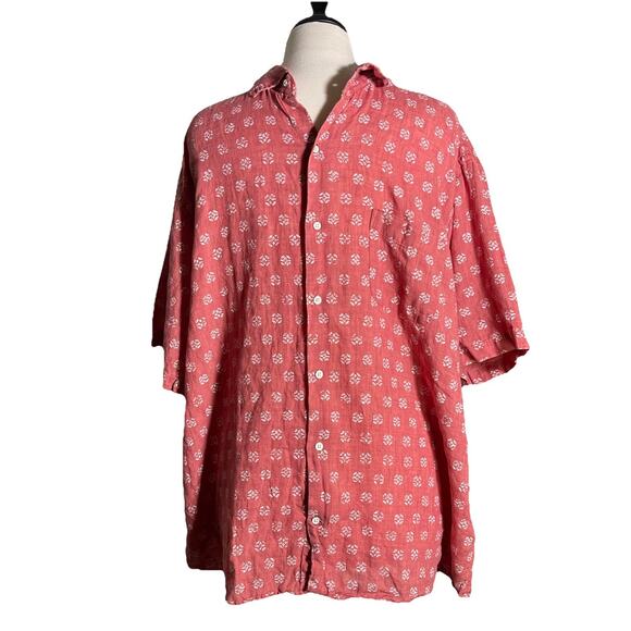 Peter Millar Button Up Shirt Seaside Kiva Beach Men’s Size XL Linen Short Sleeve - Picture 1 of 4